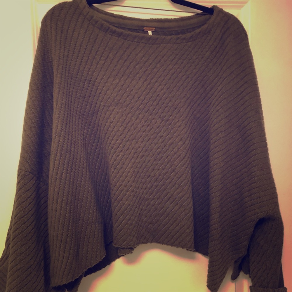 Free People Crop Poncho Sweater